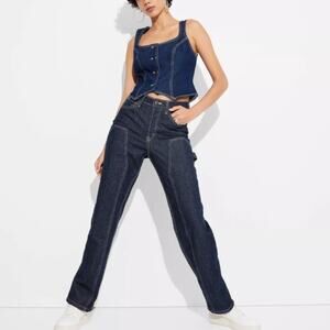 NEW Wild Fable High Rise Straight Leg Jeans Rigid Denim Dark Wash Womens Size 00